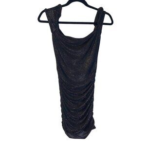 Lucy in the Sky Women's Glittery Black Minidress Sz S Bodycon Glam Party Disco
